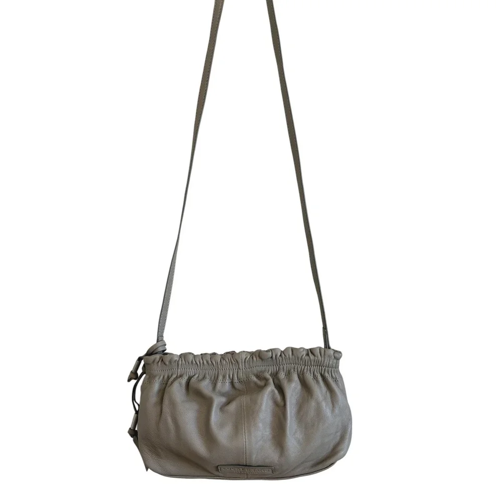 Lucky Brand Alva Small Crossbody Shoulder Bag Taupe Dot Textured Leather‎